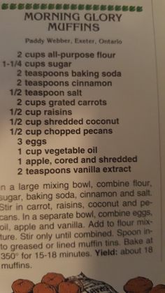 the recipe for making muffins is shown here