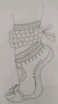 a drawing of a boot with beads on it