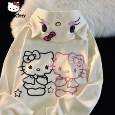 Nike Sweater Women, Hello Kitty Star, Hello Kitty Outfit, Hello Kitty Hoodie, Jacket Dress Set, Hello Kitty Cute, Star Hoodie, Hello Kitty Sweatshirt, Cardigan Hoodie