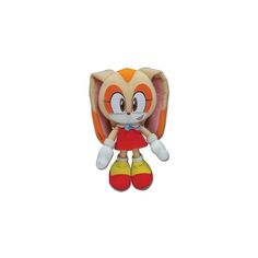 sonic the hedge plush toy sitting on top of a white surface with an orange and yellow tail