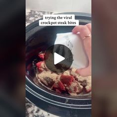 a video demonstrating how to cook crockpot steak bites in the slow cooker