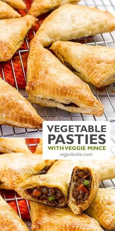 vegetable pasties with veggie mince on a cooling rack