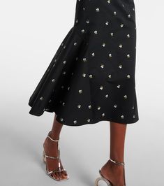 Find ERDEM Embroidered Jacquard Midi Skirt on Editorialist. Material: 58% cotton, 42% polyester. Care instructions: dry clean. Made in the UK. Designer color name: Black. Lining: 100% silk. Closure: zipper, hook fastening. Elegant Embroidered Cotton Skirt, Elegant Cotton Embroidered Skirt, Elegant Cotton Skirt With Embroidery, Elegant Cotton Skirt With Floral Embroidery, Elegant Jacquard Skirt, Elegant Jacquard Bottoms For Spring, Spring Chic Jacquard Bottoms, Chic Jacquard Bottoms For Spring, Chic Spring Jacquard Bottoms