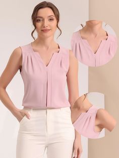 Shop Allegra K for Sleeveless Work Top for Elegant Pleated Chiffon V Neck Blouse Shirt you are looking for, get more women's Blouses for yourself. Order now! Free Returns！ Chiffon Wrap, Pleated Chiffon, Womens Business Casual, Pleated Blouse, Women's Blouses, Pants Suit, Chiffon Long Sleeve, Air Circulation, Work Tops