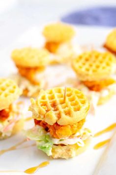 the waffle sandwiches are ready to be eaten