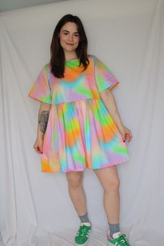 This is a throw on and go piece, you'll feel instantly cute and happy in this. The lovely rainbow print, and the cute and cool fit are as good as can be! Love this dress, but want it in another print? Select "other print" in the drop down, and let me know what print you'd like it made in from the Available Cotton Satee Flowy Mini Skirt, Rainbow Sky, Be Love, Fit Details, Skirt Mini, Cool Fits, Rainbow Print, Hip Length, Bosnia And Herzegovina