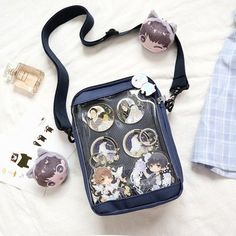 Color: Dark Blue Kawaii Style Blue School Bag, Blue Kawaii Student Bag, Blue Kawaii School Bag, Blue Student Bag, Kawaii Blue School Bag, Kawaii Light Blue School Bag, Clear Portable Shoulder Bag For Daily Use, Portable Clear Shoulder Bag For Daily Use, Kawaii Blue Bags For Travel