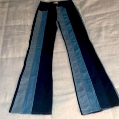 Altar’d State Vertical Striped Multicolor Flare Jeans New, Never Worn (Nwot) Higher Rise Flare At Leg Opening Faux Front Pockets No Back Pockets Some Stretch Size 27 Open To Reasonable Offers! Blue Patchwork Fitted Jeans, Spring Blue Color Block Jeans, Fitted Color Block Blue Bottoms, Altard State, Altar'd State, Vertical Stripes, Sewing Ideas, Flare Jeans, Women Jeans