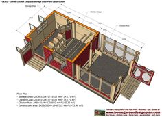 the plans for a chicken coop are shown in this image, and it is labeled