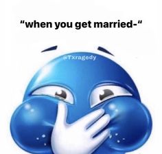 a blue smiley face covering its mouth with both hands and the caption says, but cracks