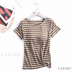 Lasaky - Upgraded Short-Sleeved One-Piece Loose Stripe Cup Cover with Chest Pad and Wire-Free Design Sleep Tops, Stripe Shirt, Striped Sleeve, Striped Tank Top, Nursing Shirts, Short Shirts, Striped Tank, Chest Pad, Pajamas Women