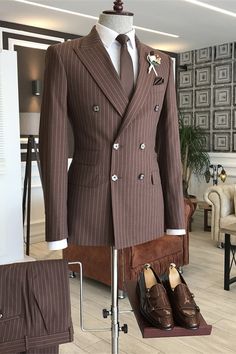 Brown Suits For Men, Double Breasted Suit Men, Stylish Mens Suits, Gentleman Outfit, Slim Fit Suit Men, Classy Suits, Business Suits, Dress Suits For Men, Designer Suits For Men