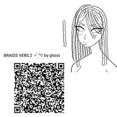 a girl with long braids is looking at the qr code for her hair