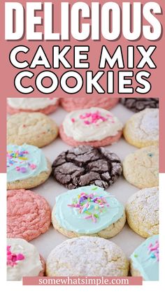 delicious cake mix cookies with frosting and sprinkles