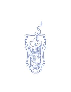 a blue line drawing of a beer mug