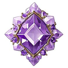 a purple brooch with lots of crystals on it