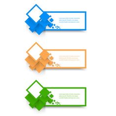 three different colored tags on white background with text area for your own message or image