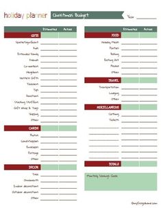 a holiday planner is shown in red and green