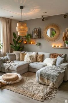 a living room filled with lots of furniture and decor