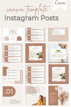 Boho Instagram Post Templates | Social Media Templates Canva | Course Creator Templates |. #cover #instagram #post Branding Assets, Instagram Branding Design, Instagram Template Design, Instagram Grid, Layout Design Inspiration, Instagram Branding