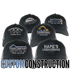 A custom and personalized construction renovation contractor trade embroidery decor on a black unstructured adjustable low profile trucker soft mesh cap. A great gift idea for anyone working on site with style. Personalize the front of this hat with your text to fit the style and space available, with a location, trade, business name, year, and such. Please see the examples in the gallery. The design style you choose will be adapted accordingly. 6 Styles to choose from: A) Saw Blade B) Stars Ham Customizable Black Custom Snapback Hat, Customizable Black Snapback Hat, Customizable Black Trucker Hat With Flat Bill, Customizable Black Flat Bill Trucker Hat, Customizable Black Trucker Baseball Cap, Custom Black Trucker Baseball Cap, Customizable Black Custom Baseball Cap, Custom Black Trucker Hat, Black Trucker Hat With Custom Logo