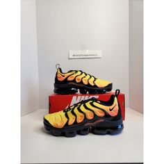 Air Vapormax Plus Sunset Haze Size 11.5 Men Black/Black-Total Orange Sku: 924453 006 100% Authentic Brand New With Box Any Questions? Make Sure To Ask Price Firm Breathable Orange Running Shoes For Streetwear, Orange Dynamic Sneakers With Air Cushioning, Orange Running Shoes With Air Cushioning For Light Sports, Dynamic Orange Sneakers With Air Cushioning, Orange Sneakers With Air Cushioning For Running, Orange Running Shoes With Air Cushioning For Streetwear, Nike Air Max With Boost Midsole For Outdoor, Orange Running Shoes With Air Max Cushioning For Sports, Orange Sneakers With Air Cushioning For Training