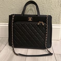 Authentic Chanel Caviar Leather Black W/ Gold Hardware Burgundy Fabric Interior Turn Lock Closure Protective Feet At Base 13.75”W 10”H 4.75”D Strap Drop 18” Excellent Condition Burgundy Fabric, Chanel Caviar, Chanel Bags, Chanel Bag, Gold Hardware, Chanel, Bag Lady, Purse, Leather