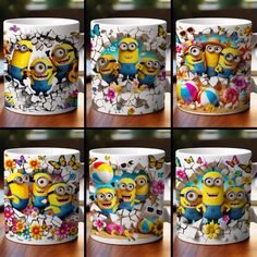 the mugs have been decorated with different characters