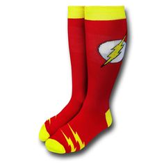 Flash Classic Symbol Crew Sock Check out the Flash Classic Symbol Crew Sock, bright red and inspired by Barry Allen these socks are made for any speedster in training. Nothing says, I'm going to win this foot race then a sweet pair of socks. Why? Because they are bright, they are fun, they will intimidate your challengers, and most importantly they will make you feel just like your favorite hero Flash. Made from 70% polyester 20% nylon 10% spandex these Flash socks are sure to make you feel supe Flash Point Paradox, Reverse Flash, Lab Logo, Blue Lantern, Camo Men, Barry Allen, Sock Packs, Star Party, Crew Sock