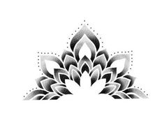 a black and white drawing of a lotus flower on a white background with the words,