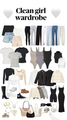 Clean Girl Wardrobe, Capsule Wardrobe Casual, Girls Wardrobe, Cute Everyday Outfits, Clean Girl