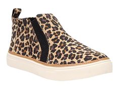 TOMS Bryce - Women's Shoes : Tan Classic Leopard Printed Suede : For information on how TOMS contributes to the community, please visit the Keep it casual and walk with comfort in the TOMS Bryce sneakers. Suede upper. Textile lining. Textile insole. High rise design. Features pull tab on the back. Round toe. Slip-on closure. Synthetic outsole. Imported. Measurements: Weight: 10 oz Product measurements were taken using size 5.5, width B - Medium. Please note that measurements may vary by size. We Mid Top Sneakers, Back Round, Recyclable Materials, Mid Top, Womens Toms, Pull Tab, Comfortable Shoes, Sneakers Fashion, Sneaker Boots