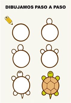 four different types of turtles with the words dibujamos paso a paso