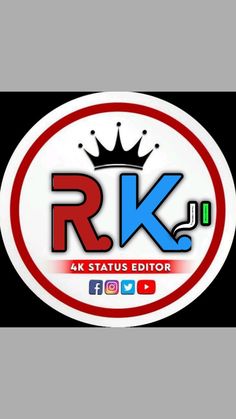 the r k logo is shown in red, white and blue on a black background