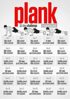 the plank workout plan is shown in red and white