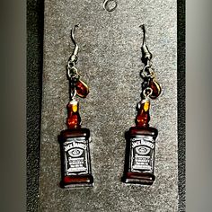 Handmade Sgc619 Original Mini Jack Daniel’s Bottle Earrings Whiskey Earrings, Fun Earrings, Party Earrings, Beer Earrings, Novelty Earrings, Alcohol Earrings, Bartender Gifts, Bartender Life, Cream Stone, Bartender Gifts, Half Moon Earrings, Bottle Earrings, Gold Earrings For Women, Feather Painting, Cool Gifts For Women, Party Earrings, Round Stud Earrings