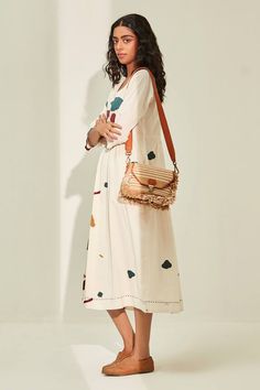 Off-white dress with mosaic print all over. - Aza Fashions Bohemian White Printed Midi Dress, White Printed Midi Dress For Day Out, Chic White Printed Midi Dress, White Geometric Pattern Dress For Vacation, Romance Dress, Diana Penty, Off White Dresses, Luxury Sale, Modern Bride