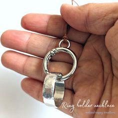 Introducing our Carabiner Clasp Ring Holder Necklace, the perfect accessory to keep your rings safe and stylish wherever you go.  This unique necklace features a sturdy carabiner clasp that securely holds your precious couples ring set in place.  If you find yourself needing to take off your precious  💍engagement ring 💍pinky promise ring 💍wedding ring while doing chores , such as dishwashing or cleaning at home, then this ring holder necklace  may the perfect solution for you. ✔It is a push-o Adjustable Jewelry With Ring Detail As A Gift, Adjustable Jewelry With Ring Detail For Gift, Sterling Silver Jewelry With Ring Detail For Gift, Silver Jewelry With Jump Ring For Everyday, Silver Metal Jewelry For Everyday Use, Metal Pendant Jewelry For Everyday Use, Nickel-free Metal Jewelry For Everyday Use, Silver Stainless Steel Jewelry With Ring Detail, Stainless Steel Jewelry Making Jump Rings