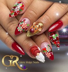 Nails Festive, Nail Art Noel, Festive Nail Designs, Christmas Nail Art Designs, Christmas Nails Acrylic