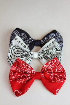 three bow ties with different designs on them