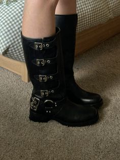 Black Knee-high Grunge Boots, Buckle Boots, Dream Wardrobe, Buckle, Outfit Inspo, Wardrobe, Boots