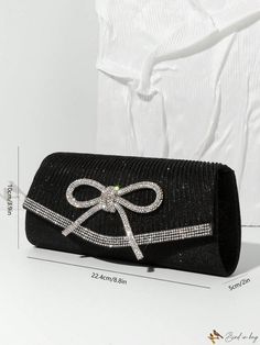 Bird in Bag - Elegant Rhinestone Bowknot Crystal Clutch: Glamorous Womens Evening Bag for Parties and Weddings Elegant Bags With Bow For Party, Elegant Party Bag With Bow, Elegant Party Bags With Bow Detail, Elegant Wedding Bags With Bow Detail, Elegant Wedding Bags With Bow, Wedding Birds, Crystal Clutch, Bag Elegant, Silver Rhinestone