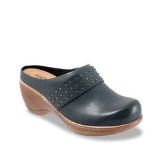 Softwalk-Marana Clog Diversify your casual wardrobe with the Marana clog from Softwalk. This leather pair sports a removable foam insole for added comfort. Leather Slip-on Clogs With Ortholite Insole, Leather Slip-on Clogs With Removable Insole, Casual Clogs With Removable Insole And Round Toe, Closed Toe Synthetic Mules With Arch Support, Synthetic Clogs With Ortholite Insole For Outdoor, Comfortable Slip-on Clogs With Removable Insole, Comfortable Synthetic Clogs With Cushioned Footbed, Slip-on Synthetic Clogs For Walking, Cushioned Synthetic Clogs For Walking