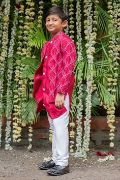 Maroon jacket style kurta with floral and thread embroidery. Comes with white pyjama. - Aza Fashions Red Chikankari Embroidery Sets For Spring, Spring Red Chikankari Embroidered Sets, Spring Traditional Long Sleeve Wear With Dori Work, Bollywood Style Dabka Sherwani For Spring, Bollywood Dabka Sherwani For Spring, Bollywood Style Festive Pant Set For Spring, Bollywood Style Festive Spring Pant Set, Red Traditional Wear For Spring Festivals, Pink Sherwani For Spring Festivals