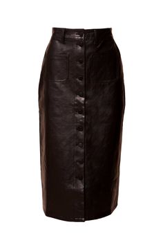 Get ready to turn heads in the Emma Vegan Leather Skirt! This knee-length skirt is made of sleek black vegan leather, perfect for any and every occasion. Its flattering cut will make you feel confident and stylish. Perfectly paired with your favorite Ivy City blouse. Vegan Leather Skirt, City Woman, Black Leather Skirts, Black Vegan, Midi Length Skirts, Faux Leather Fabric, Knee Length Skirt, Skirts With Pockets, Leather Fabric