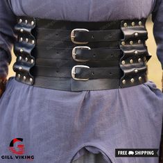 Steampunk Viking Larp Waist Belt, Renaissance Pirate Gothic Belt, Ren Faire Medieval Leather Belt, Vintage Cosplay Knights Wide Triple Belt SPECIFICATIONS: Gender: Unisex Material: Leather Department Name: Adult Item Type: Belts Processing Time: Your order will be processed within 1 to 3 business days. Shipping Information: United States: Plan for delivery in approximately 2 to 5 business days. United Kingdom, Germany, France, and Spain: Expect your order to arrive swiftly within 3 to 7 business days. If your product doesn't arrive, don't worry! We guarantee a full refund or a replacement. Please don't hesitate to contact me if you have any questions or concerns--I'm here to help! Listed By J.R Steampunk Viking, Elf Armor, Gothic Belt, Leather Leaf, Belt Vintage, Adult Costumes, Larp, Waist Belt, Leather Belt