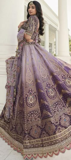 Cost Includes Lehenga,Unstitched Choli,Dupatta Lehenga,Unstitched Choli,Dupatta Description: Purple and Violet color Lehenga in Raw Silk fabric with Embroidered, Resham, Zari work Fabric: Raw Silk Work: Embroidered, Resham, Zari Color Family: Purple and Violet Style: A Line Occasion: Engagement, Reception, Wedding Wash Lavender Color Wedding, Lehenga Purple, Lavender Lehenga, Designer Choli, Orang India, Purple Lehenga, Bridal Lehenga Designs, Engagement Reception, Lehenga Choli Wedding