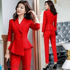 2PCS Women Formal Office Blazer Business Slim Fit Coat Trousers Size:S-3XL Color:Black,Red,Wind Red Material:Polyester Description: Note: 1.Measured by hand ,may 1-2cm error.measure yourslef before order it. 2.As different computers display colors differently, the color of the actual itemmay vary slightly from the above images. 3.We can not guarantee 100% the customers can fit the shoes because of the individual size.We appreciate your understanding     Payment Delivery details Shipping Method: Wine Red Skirt, Pant Outfits For Women, Formal Pant Suits, Gaun Koktail, Formal Pant, Pant Suits For Women, Slim Fit Coat, Outfit For Women, Ladies Blazer