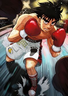 an anime character wearing boxing gloves and shorts