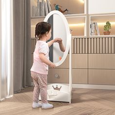 Need something that will be fun and functional to make your child happy about their room? HOMCOM's kids dressing mirror provides variety, serving as a make-up hub or dress-up station. Thanks to the simplistic style and compact size, this kids' mirror easily fits any existing bedroom or closet. The design features a storage cabinet that can display both shoes and accessories. Satisfy your kids' passion for expression with this charming young child's dress-up mirror. Dressing Mirror With Storage, Mirror For Kids, Kids Mirror, Dress Up Stations, Mirror With Storage, Oval Shaped Mirror, Full Length Mirror Stand, Girls Vanity, Kids Gym